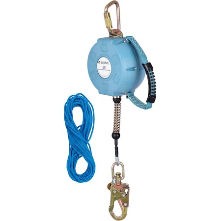 Global Industrial 30ftL Contractor Self Retracting Lifeline, Galvanized Cable 761326